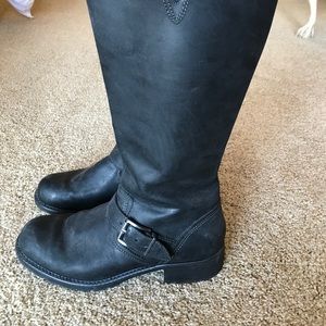 Clarks- Tall Black Leather Water Resistant Boots